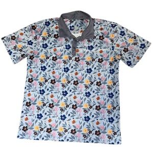 Swannies Floral Men's Polo Shirt with Gray Collar Size XL